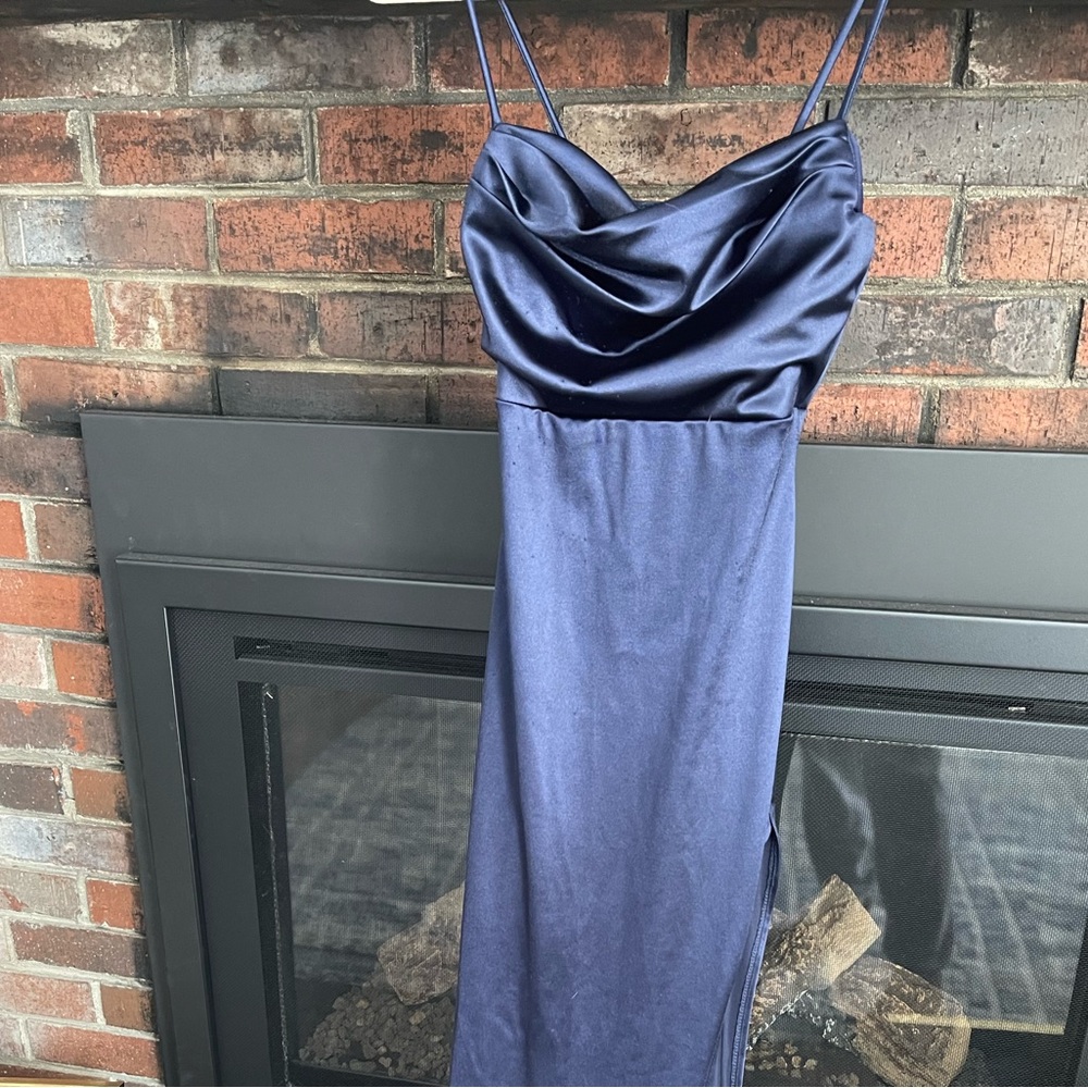 Deep Navy Windsor Slit Dress